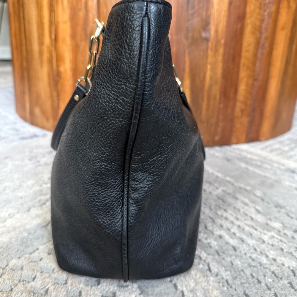 Tory Burch Tote Handbag Shoulder Bag Black Pebbled Leather Read F - Picture 7 of 14